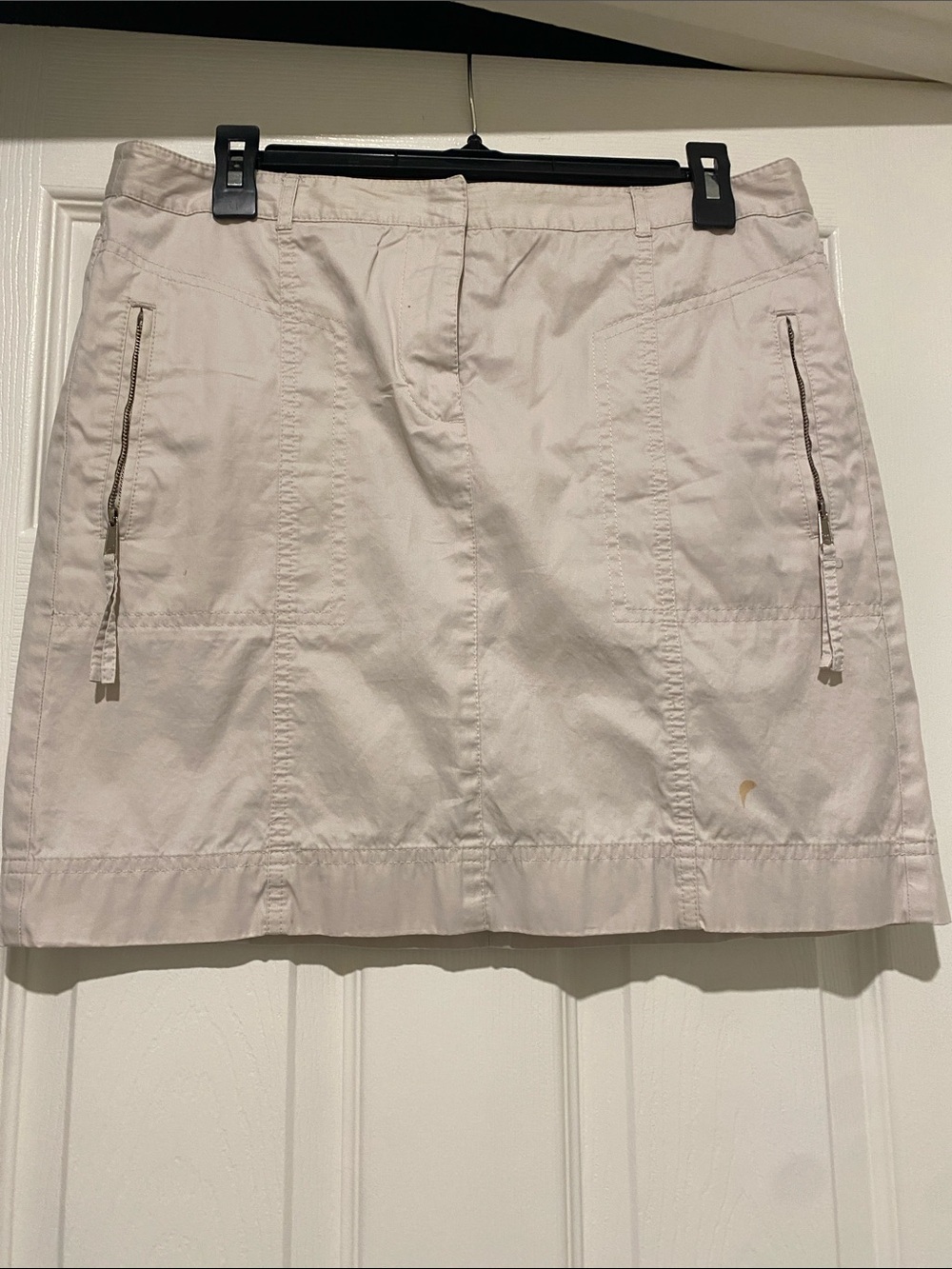 Ann Taylor Light Beige Mini Skirt with Zip Pocket Details